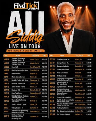 Ali Siddiq live tour poster 2026 & 2027